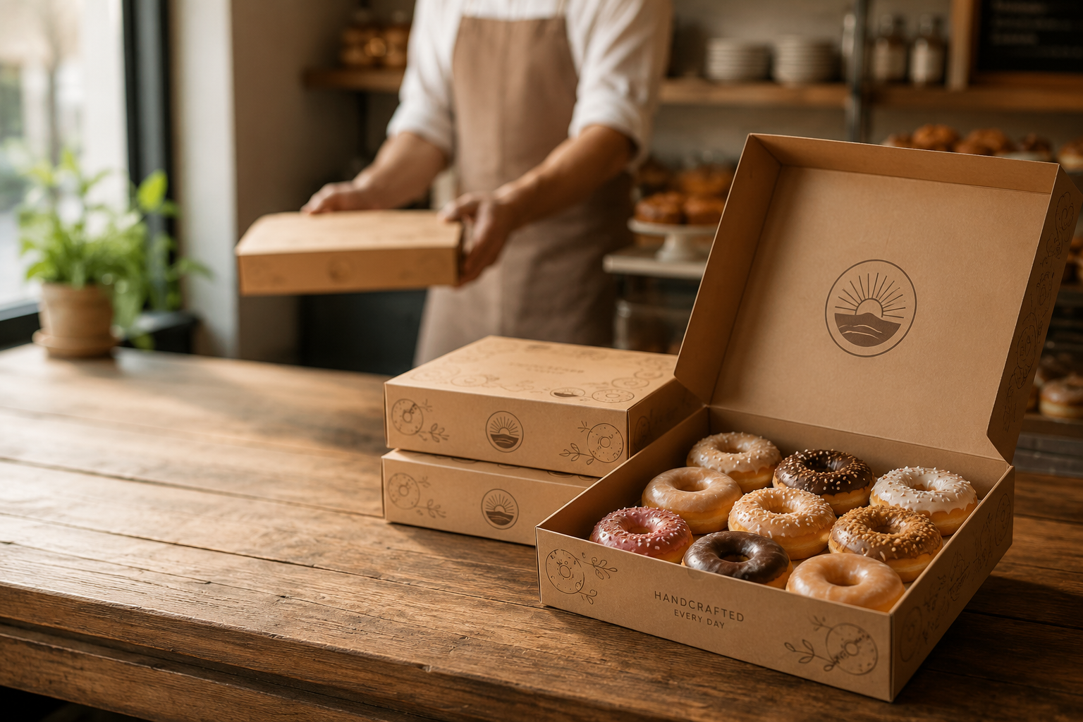 Custom printed donut boxes with logo