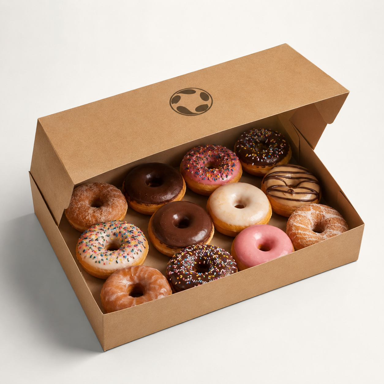 Custom printed full-dozen donut box