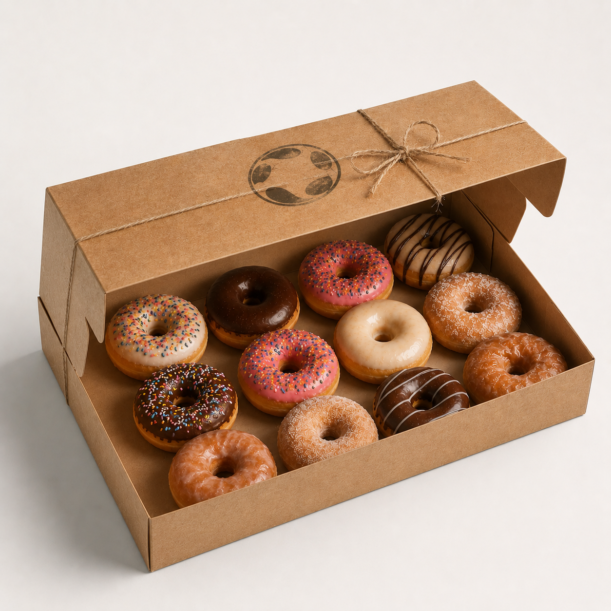 Custom printed kraft stamped donut box